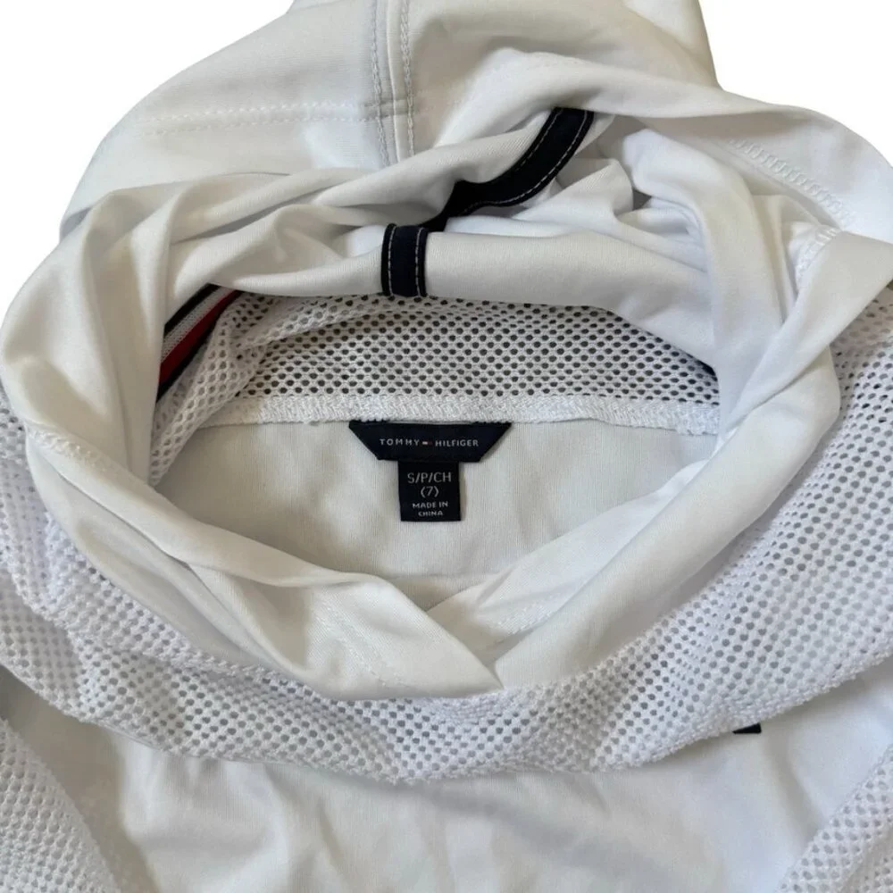 Tommy Hilfiger White Mesh Long Sleeve with Hood Girls Size 7 Small